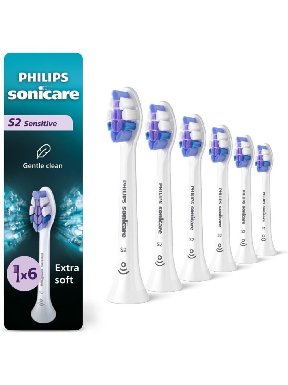 6-Pack Sensitive Electric Toothbrush Heads, 18-Month Supply, White Replacement
